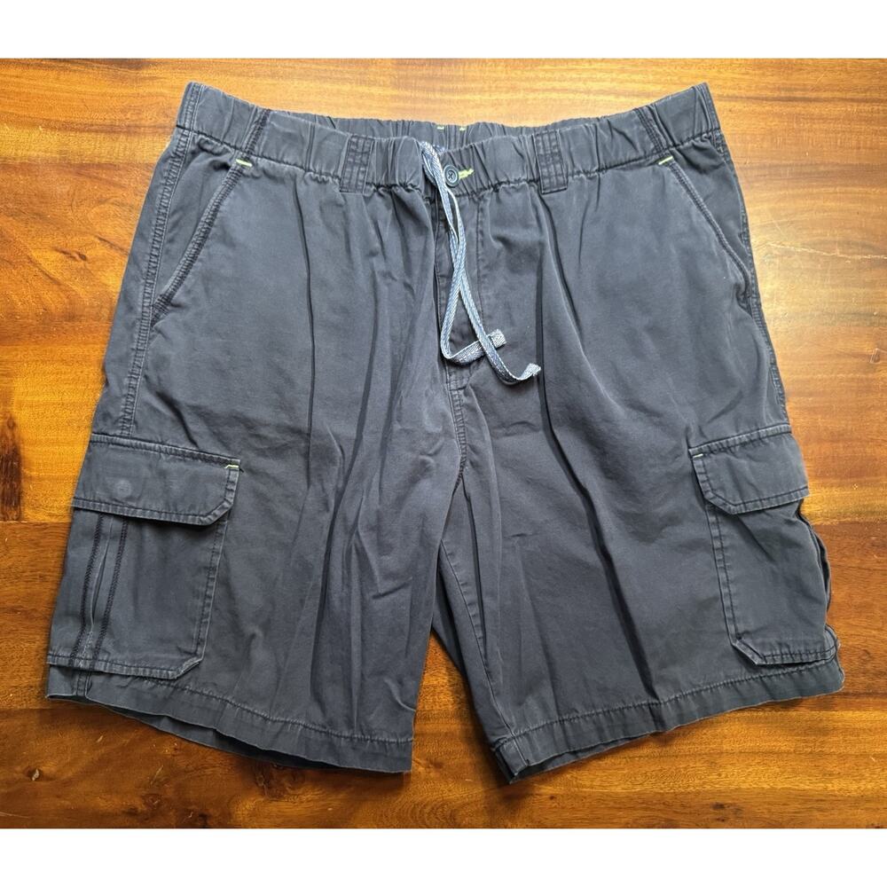 Tommy Bahama Relax Mens Navy Cargo Shorts Elastic Waist Drawstrings Sz XXL